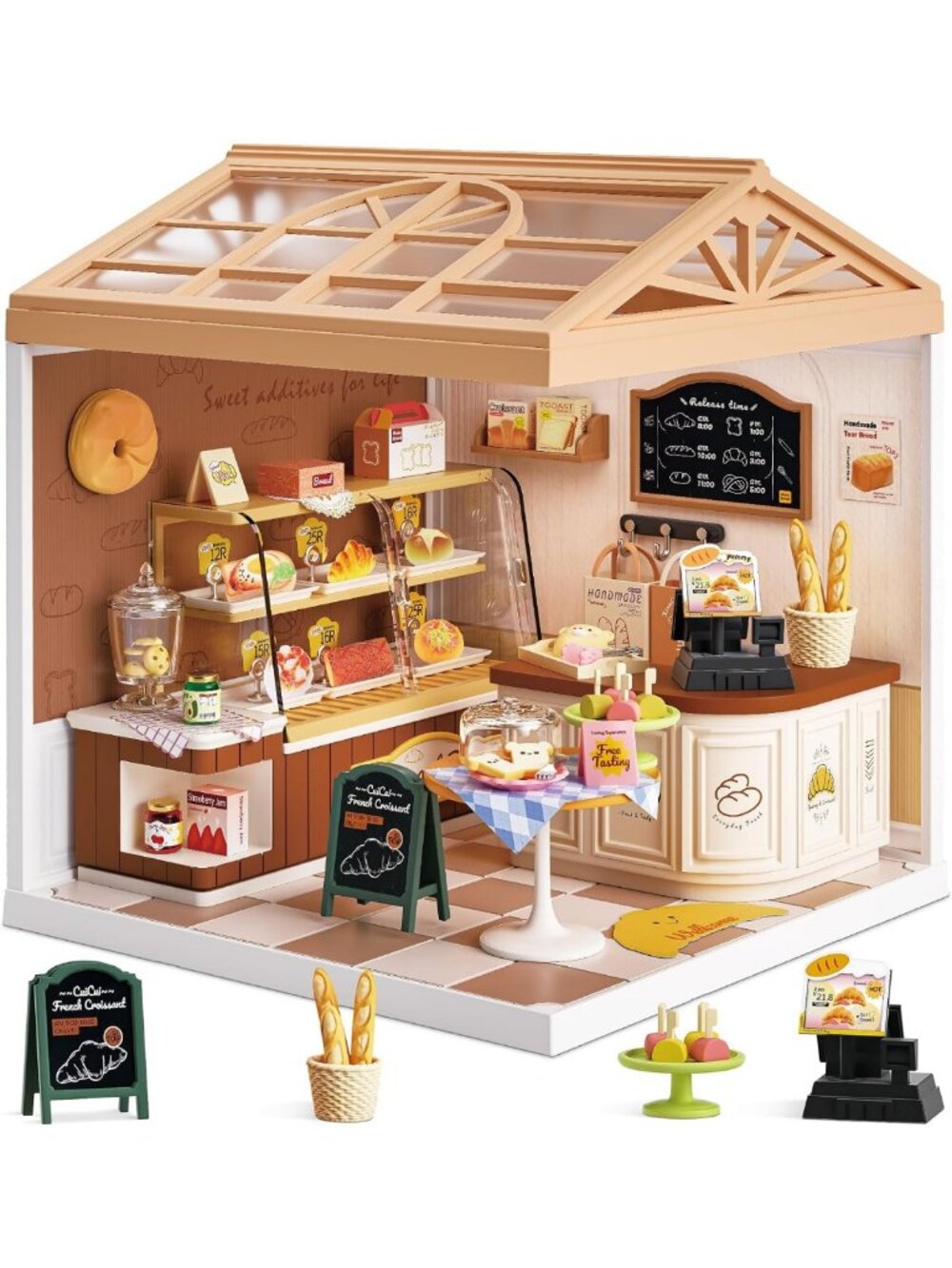 DIY Miniature Dollhouse Kit with LED Light, 87 Pcs Tiny House Model for Adults